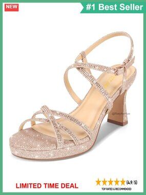 Rhinestone Strappy Platform High Heels Block Chunky Open Toe Sandals